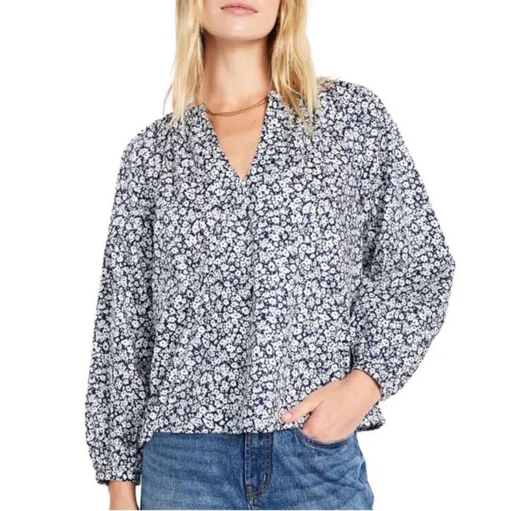 Banana Republic L blue floral blouse